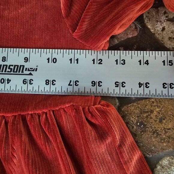 Cynthia Rowley Girls Corduroy Long-Sleeve Tiered Dress Size 8 Rust Orange - Picture 8 of 9